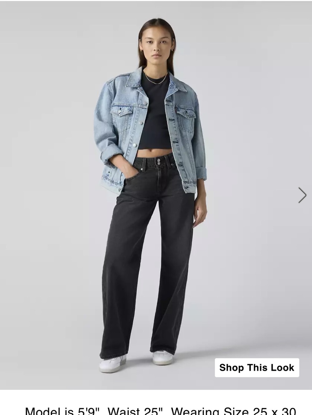 Wide Leg low-Rise Jeans in Washed Black - Women's - Picture 1 of 2